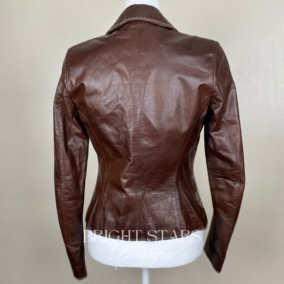 Rare Embroidered Leather Blazer Jacket ASO Lorelai Gilmore Phoebe Buffay Friends - Picture 6 of 11